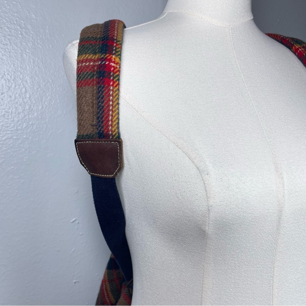 VINTAGE 90s GAP Mt. Whistler Brown Tartan Plaid Drawstring Wool Bucket Backpack - Picture 5 of 16